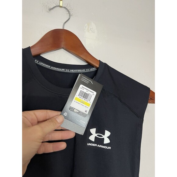 Under Armour Heat Gear Men's Medium Compression Sleeveless Tank Top Black NWT - Picture 4 of 5
